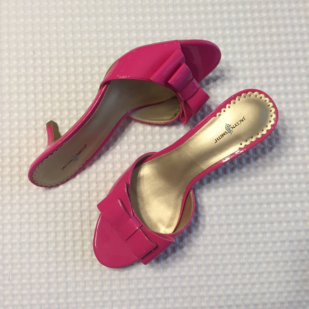 Hot Pink Peep Toe Kitten Heels with a Bow